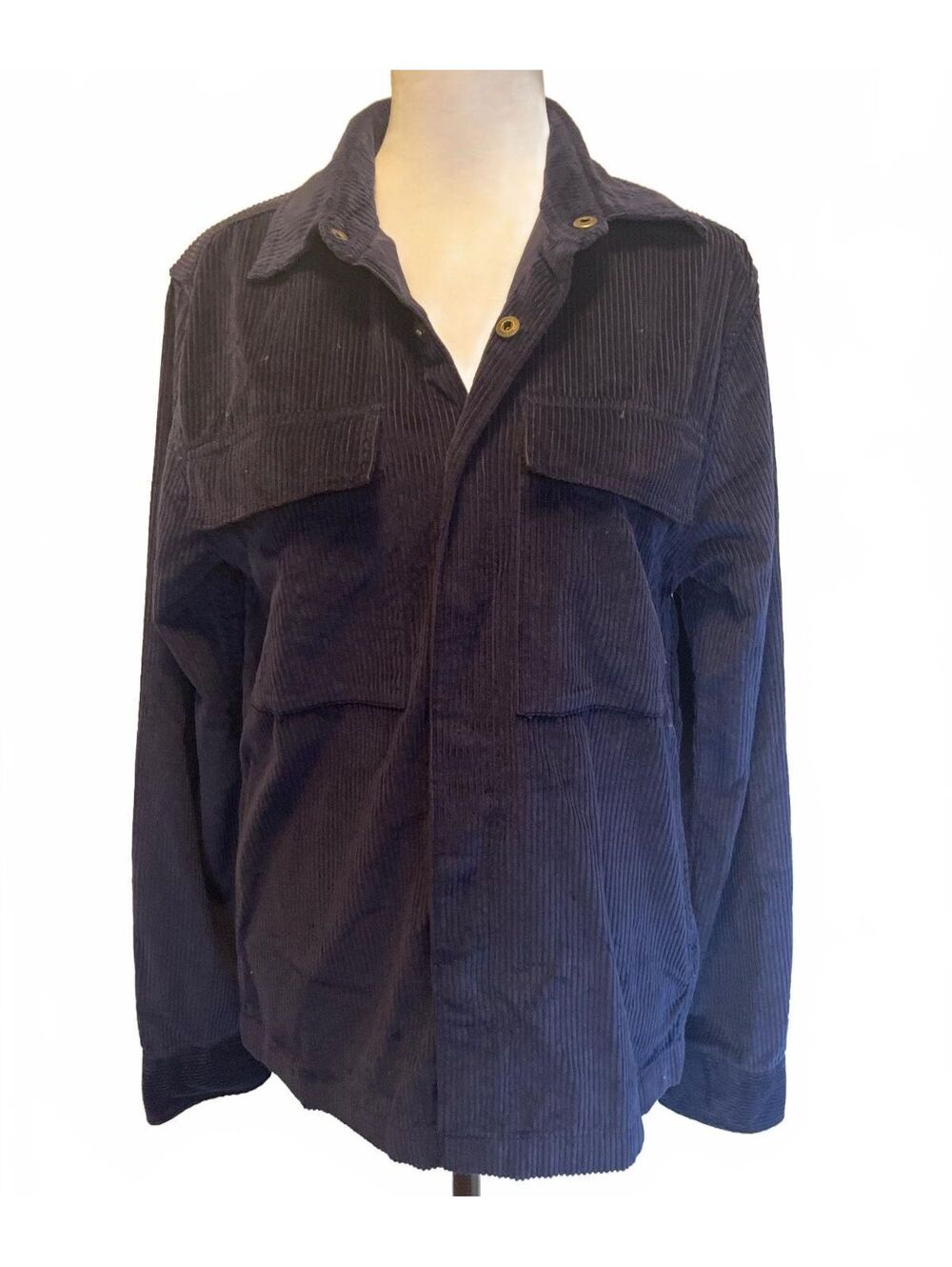 American Eagle Navy Corduroy Utility Shacket Women's Small Button Front Jacket